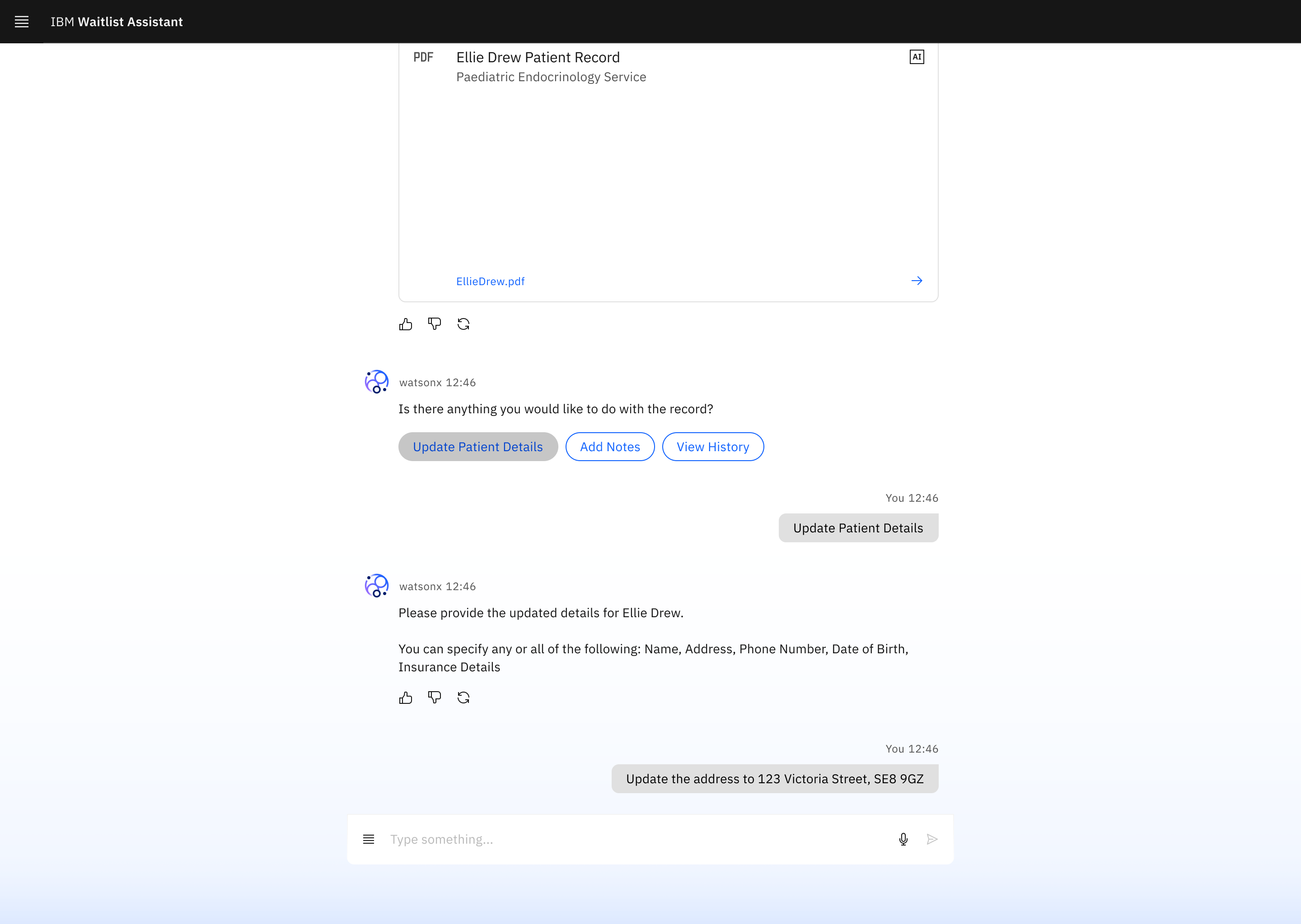User provides an updated address