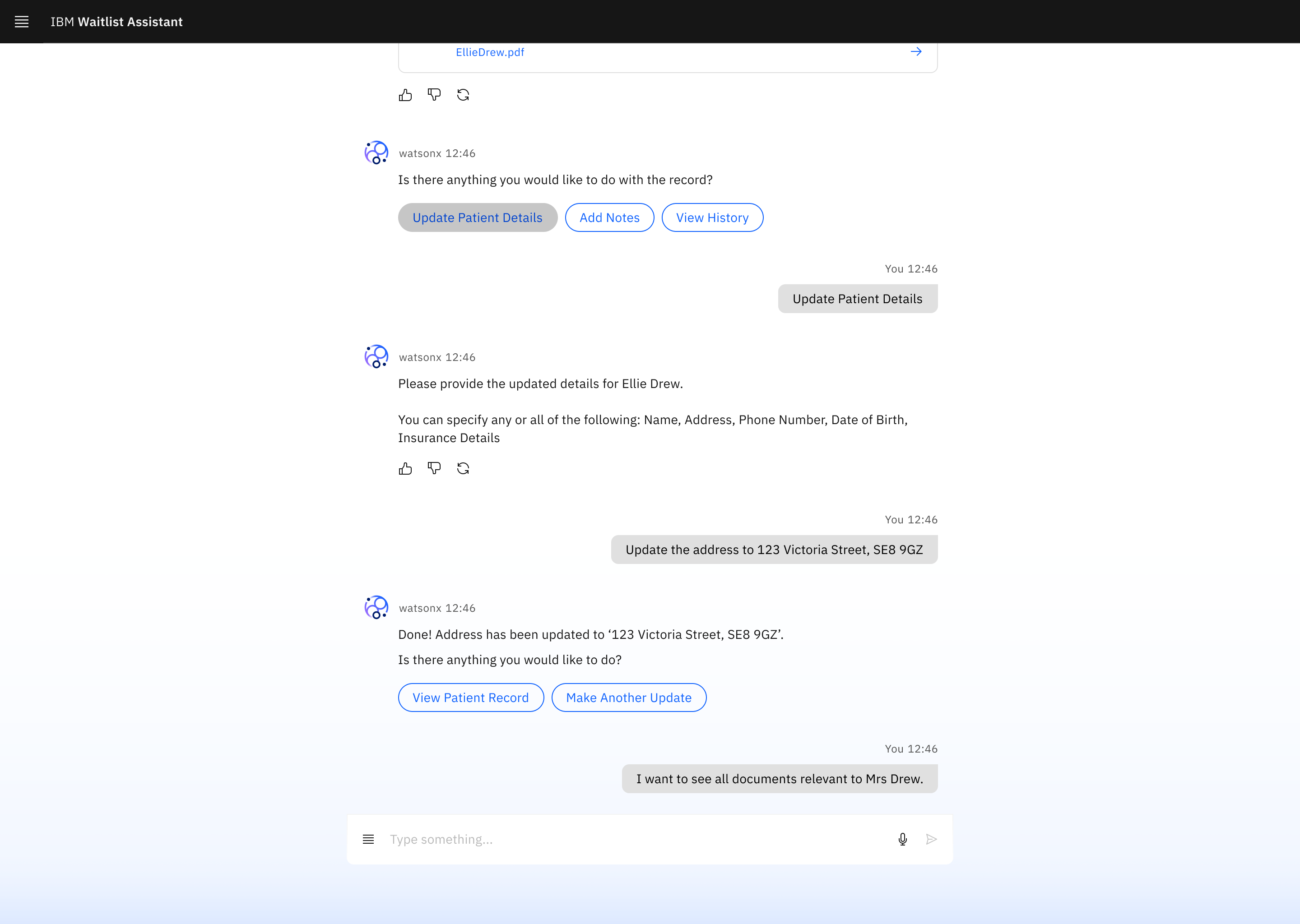 User asks to see all documents relevant to the patient