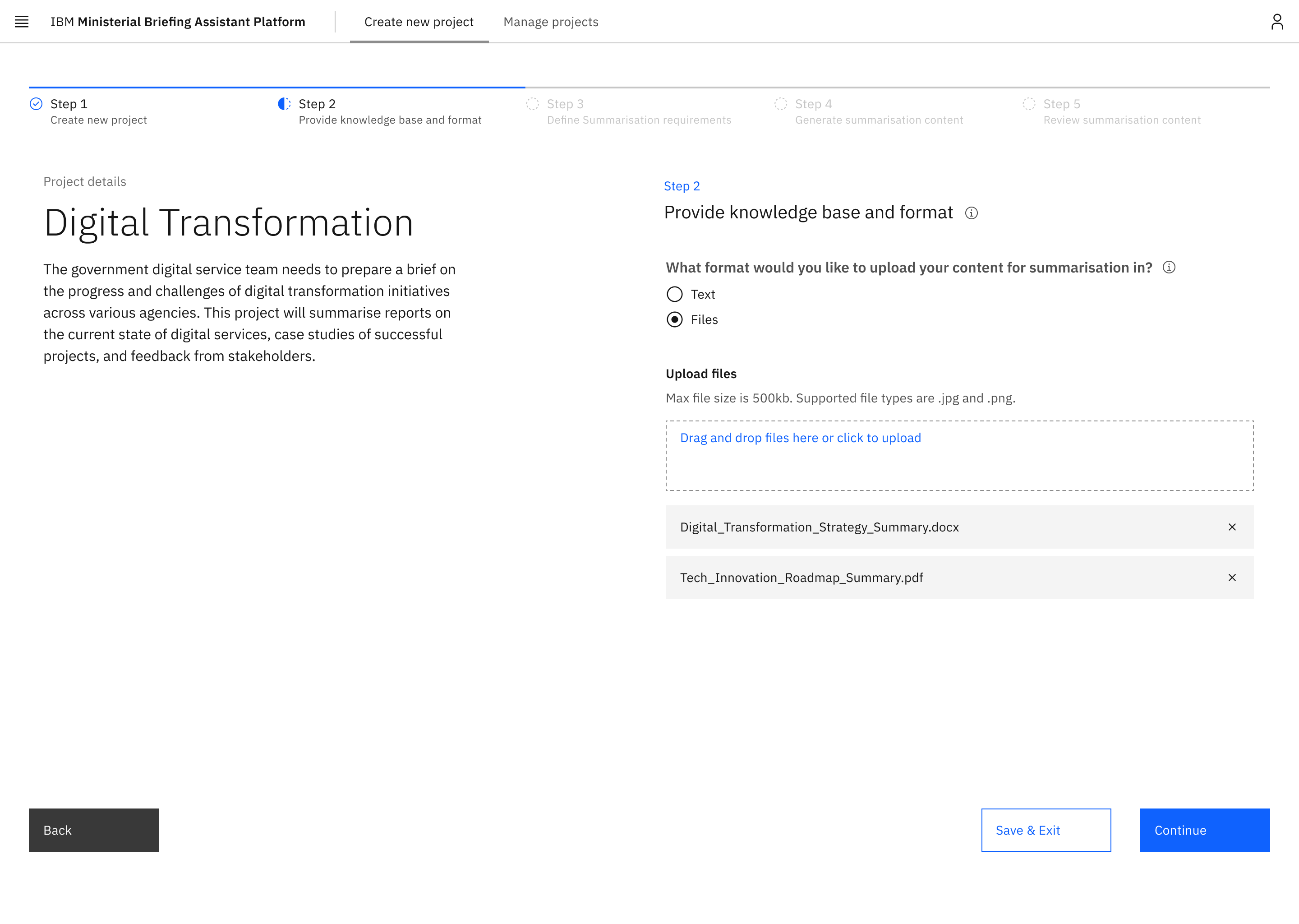 User uploads source documents as the knowledge base