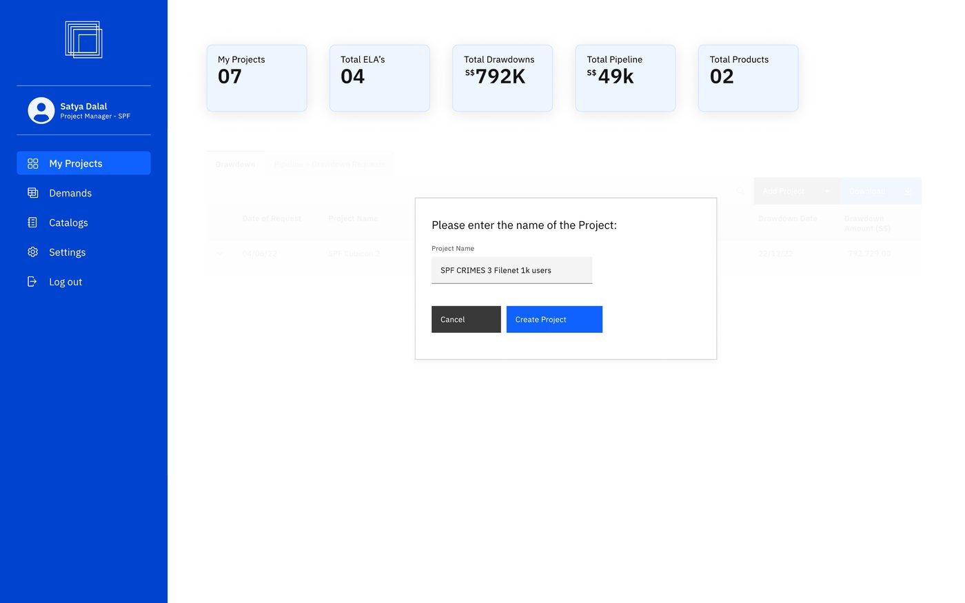 Add Project, modal